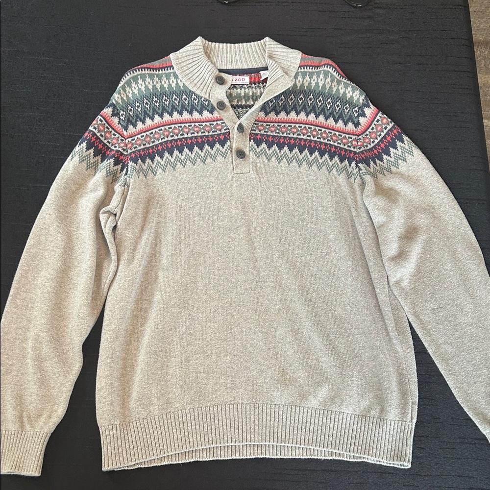 Izod Gray and Multicolor Sweater